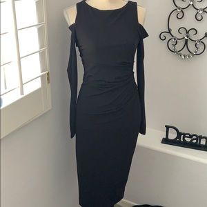 Cold Shoulder Black Long Sleeve Dress